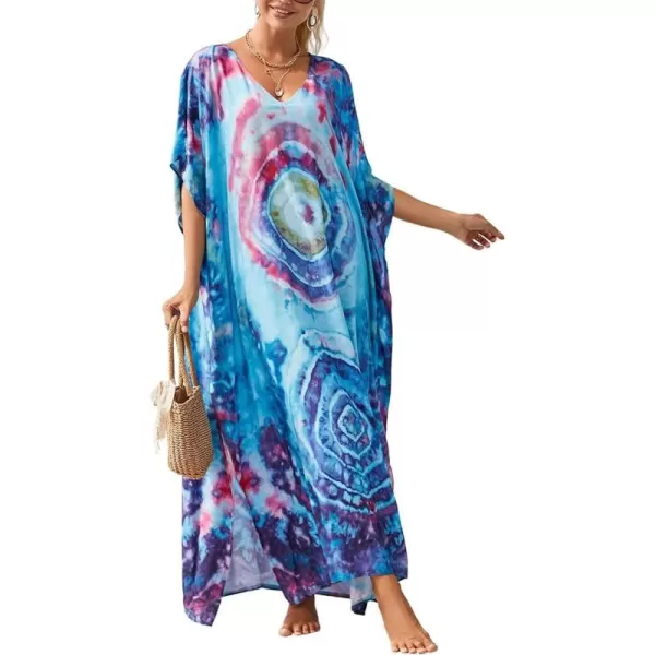 Bsubseach Women Kaftan Dress Print Swimsuit Cover Up Plus Szie Caftans Maxi Beach Dress