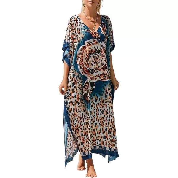 Bsubseach Women Kaftan Dress Print Swimsuit Cover Up Plus Szie Caftans Maxi Beach Dress