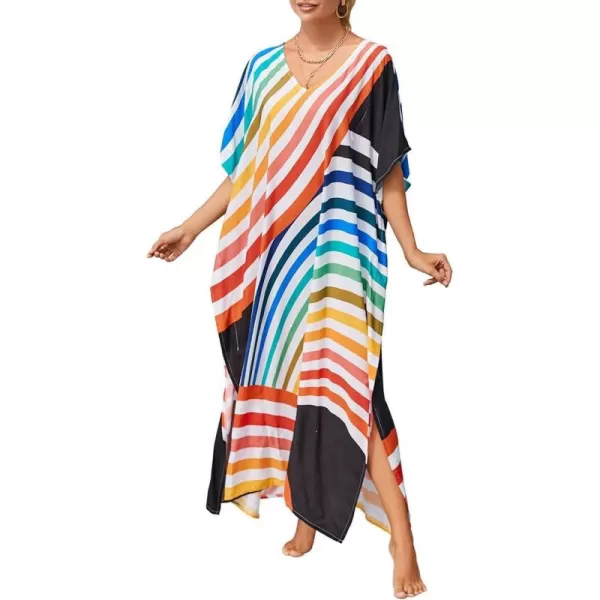 Bsubseach Women Kaftan Dress Print Swimsuit Cover Up Plus Szie Caftans Maxi Beach Dress