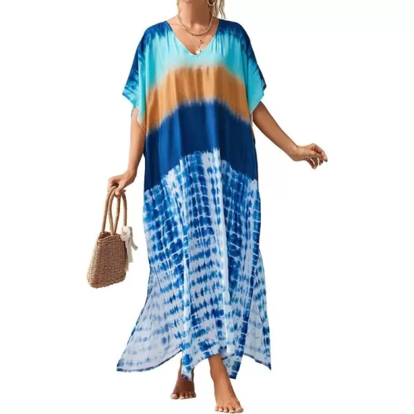 Bsubseach Women Kaftan Dress Print Swimsuit Cover Up Plus Szie Caftans Maxi Beach Dress