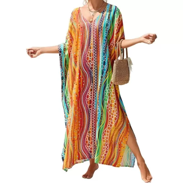 Bsubseach Women Kaftan Dress Print Swimsuit Cover Up Plus Szie Caftans Maxi Beach Dress
