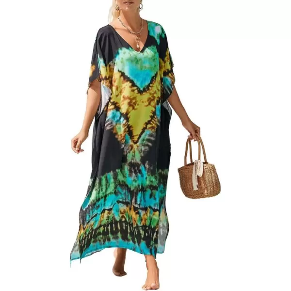 Bsubseach Women Kaftan Dress Print Swimsuit Cover Up Plus Szie Caftans Maxi Beach Dress