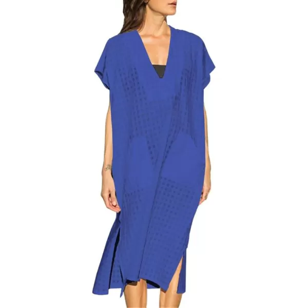 Bsubseach Women Plaid Swimsuit Cover Up V Neck Kaftan Dresses Caftan Maxi Dress