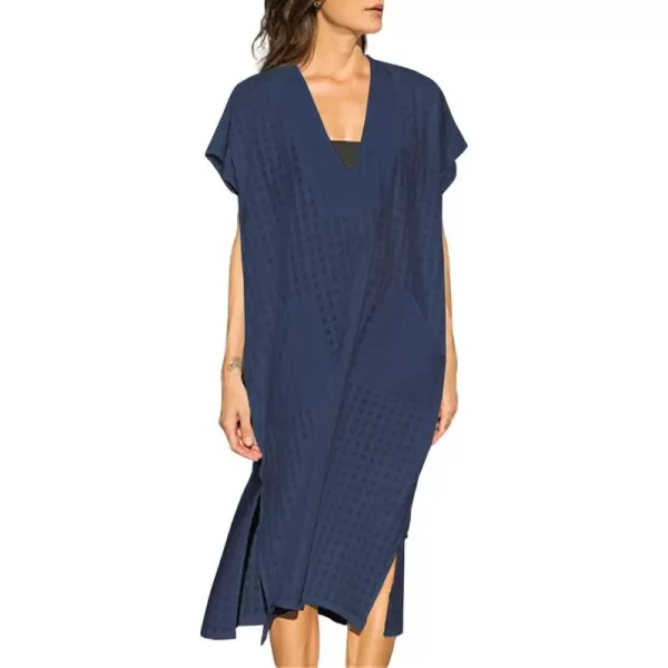 Bsubseach Women Plaid Swimsuit Cover Up V Neck Kaftan Dresses Caftan Maxi Dress
