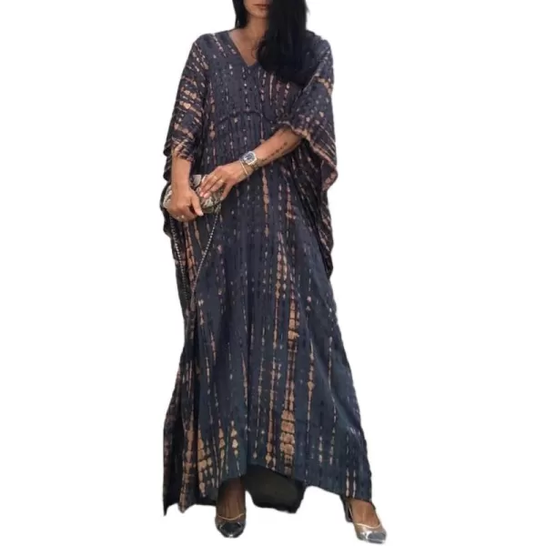 Bsubseach Women Print Beach Kaftan Dress Short Sleeve Plus Size Bathing Suit Cover Ups