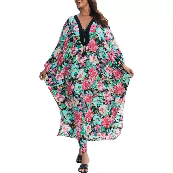 Bsubseach Womens Caftan Print Kaftan Dresses for Women Bohemia Swimsuit Cover Up Casual Resort Wear