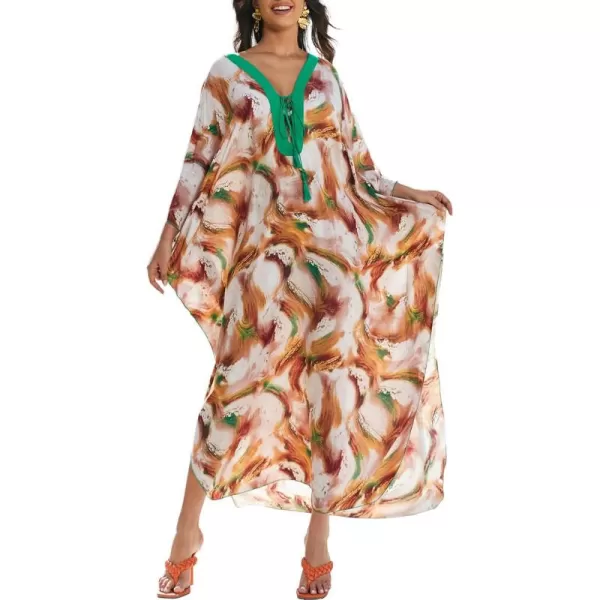 Bsubseach Womens Caftan Print Kaftan Dresses for Women Bohemia Swimsuit Cover Up Casual Resort Wear