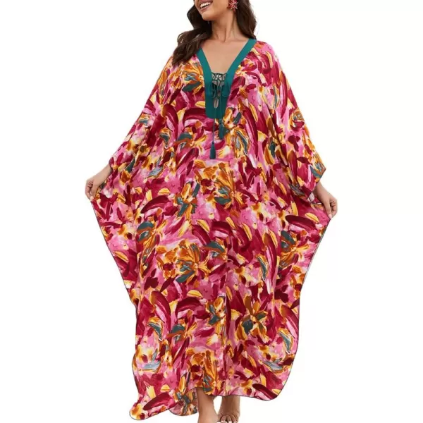 Bsubseach Womens Caftan Print Kaftan Dresses for Women Bohemia Swimsuit Cover Up Casual Resort Wear