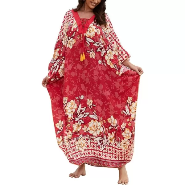 Bsubseach Womens Caftan Print Kaftan Dresses for Women Bohemia Swimsuit Cover Up Casual Resort Wear