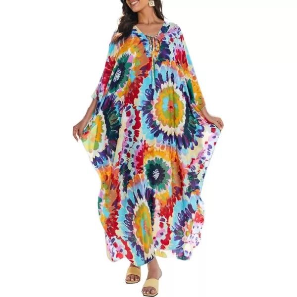 Bsubseach Womens Caftan Print Kaftan Dresses for Women Bohemia Swimsuit Cover Up Casual Resort Wear