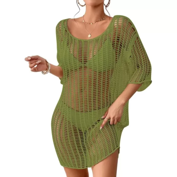 Bsubseach Womens Crochet Cover Up Hollow Out Knitted Beach Swimwear Cover Ups Dress