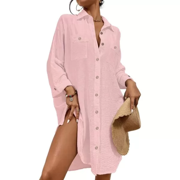 Bsubseach Womens Modern Swimsuit Cover Up Blouse Button Down Shirt Dresses Tops