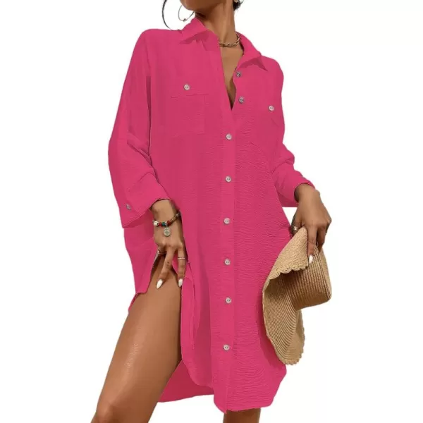 Bsubseach Womens Modern Swimsuit Cover Up Blouse Button Down Shirt Dresses Tops