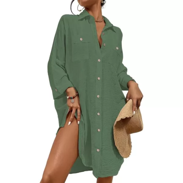 Bsubseach Womens Modern Swimsuit Cover Up Blouse Button Down Shirt Dresses Tops