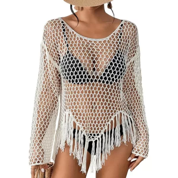 Bsubseach Women's Swimwear Cover Ups White Swimsuit Coverup Black Crochet Top