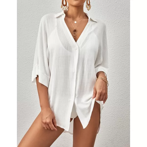 Bsubseach Beach Cover Up for Women Button Down Shirt Beach Wear Tunic Dress Coverup Summer Outfits