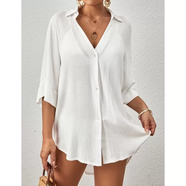 Bsubseach Beach Cover Up for Women Button Down Shirt Beach Wear Tunic Dress Coverup Summer Outfits