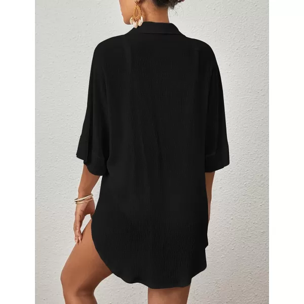 Bsubseach Beach Cover Up for Women Button Down Shirt Beach Wear Tunic Dress Coverup Summer Outfits