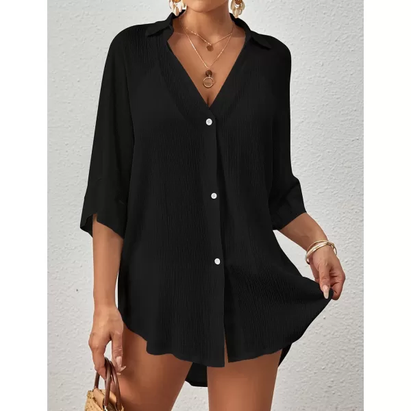 Bsubseach Beach Cover Up for Women Button Down Shirt Beach Wear Tunic Dress Coverup Summer Outfits
