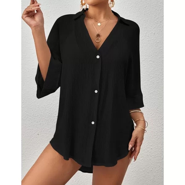 Bsubseach Beach Cover Up for Women Button Down Shirt Beach Wear Tunic Dress Coverup Summer Outfits