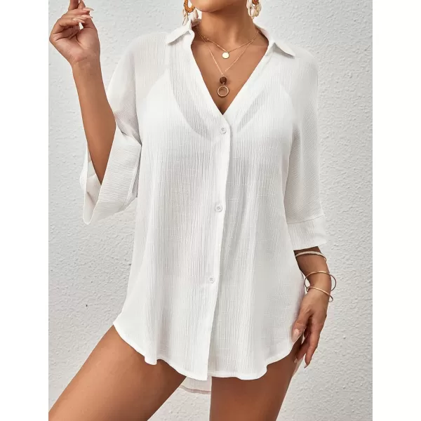 Bsubseach Beach Cover Up for Women Button Down Shirt Beach Wear Tunic Dress Coverup Summer Outfits