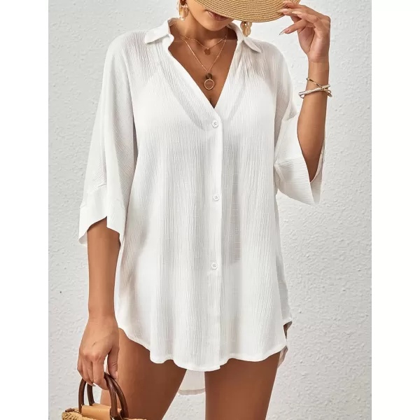 Bsubseach Beach Cover Up for Women Button Down Shirt Beach Wear Tunic Dress Coverup Summer Outfits