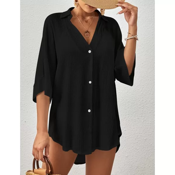 Bsubseach Beach Cover Up for Women Button Down Shirt Beach Wear Tunic Dress Coverup Summer Outfits
