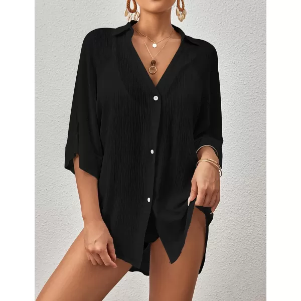 Bsubseach Beach Cover Up for Women Button Down Shirt Beach Wear Tunic Dress Coverup Summer Outfits