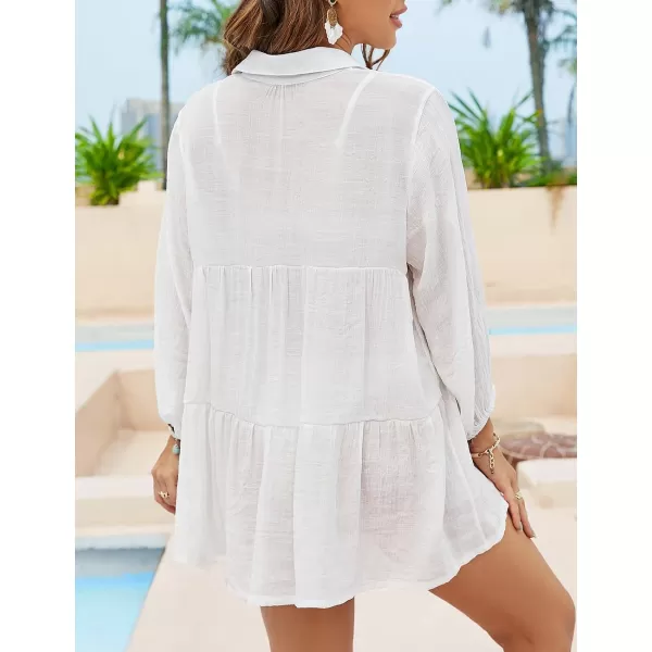 Bsubseach Swimsuit Beach Cover Up for Women Button Down Shirts Long Sleeve Blouse Beachwear
