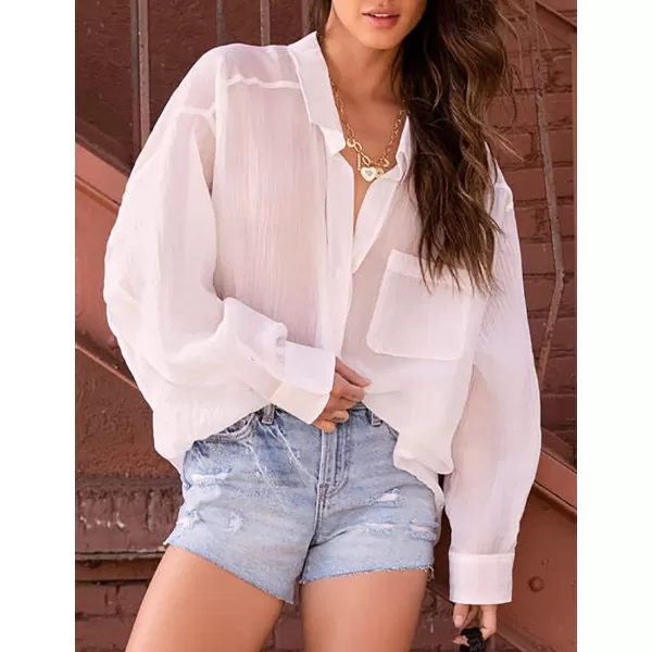 Bsubseach Women Bathing Suit Cover Ups Button Down Bikini Swimsuit Cover Up Long Sleeve Beach Shirt Blouse