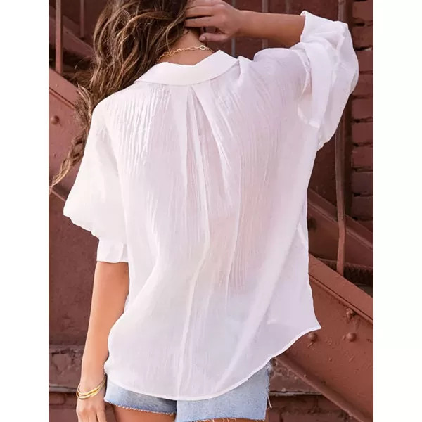 Bsubseach Women Bathing Suit Cover Ups Button Down Bikini Swimsuit Cover Up Long Sleeve Beach Shirt Blouse