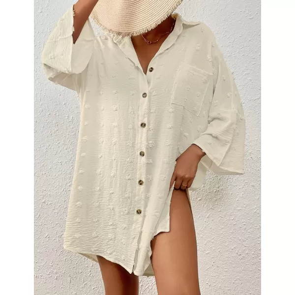 Bsubseach Women Beach Cover Up Button Down Shirt Dress Blouse Tops T-Shirt