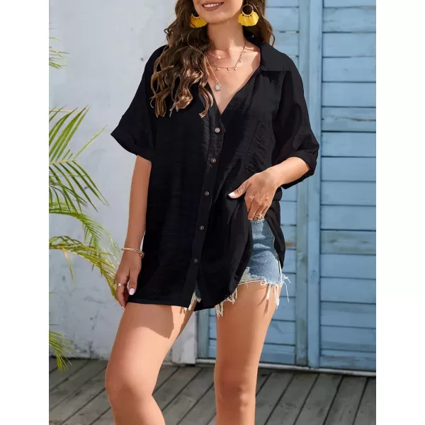 Bsubseach Women Button Down Shirt Blouse Tops Swimsuit Cover Up Bikini Coverup