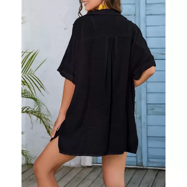 Bsubseach Women Button Down Shirt Blouse Tops Swimsuit Cover Up Bikini Coverup