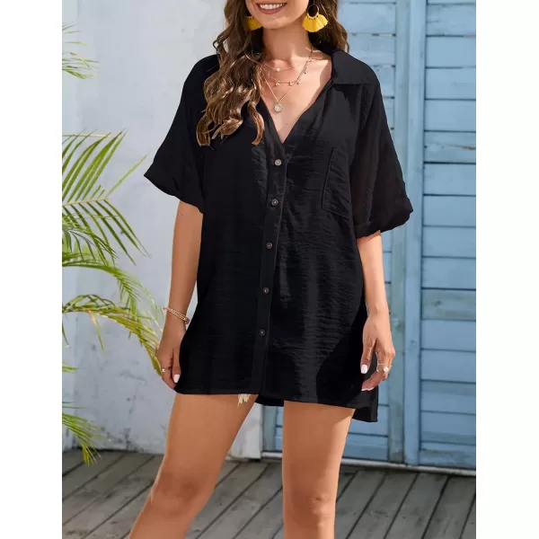 Bsubseach Women Button Down Shirt Blouse Tops Swimsuit Cover Up Bikini Coverup