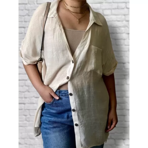 Bsubseach Women Button Down Shirt Blouse Tops Swimsuit Cover Up Bikini Coverup