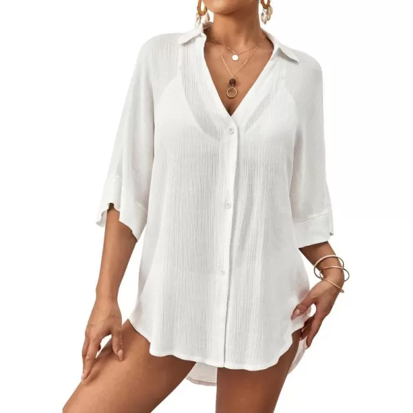Bsubseach Beach Cover Up for Women Button Down Shirt Beach Wear Tunic Dress Coverup Summer Outfits