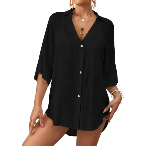 Bsubseach Beach Cover Up for Women Button Down Shirt Beach Wear Tunic Dress Coverup Summer Outfits