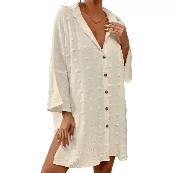 Bsubseach Women Beach Cover Up Button Down Shirt Dress Blouse Tops T-Shirt