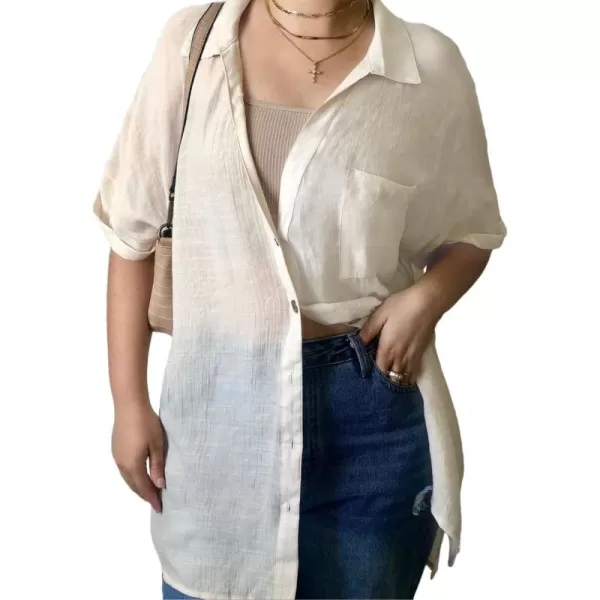 Bsubseach Women Button Down Shirt Blouse Tops Swimsuit Cover Up Bikini Coverup