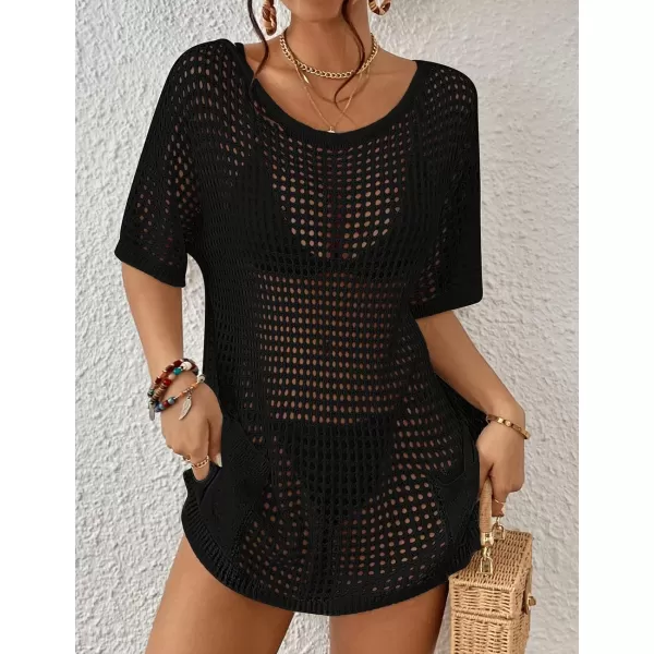 Bsubseach Crochet Swimsuit Coverup for Women Hollow Out Bikini Beach Cover Up Dress Knit Summer Outfits