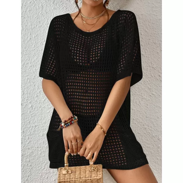 Bsubseach Crochet Swimsuit Coverup for Women Hollow Out Bikini Beach Cover Up Dress Knit Summer Outfits