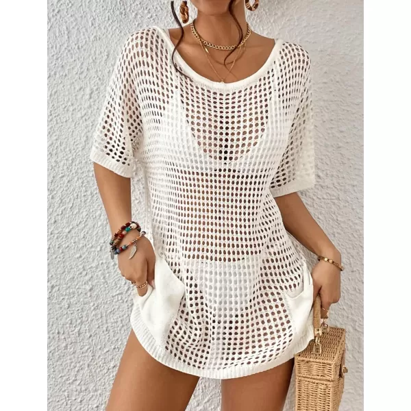 Bsubseach Crochet Swimsuit Coverup for Women Hollow Out Bikini Beach Cover Up Dress Knit Summer Outfits