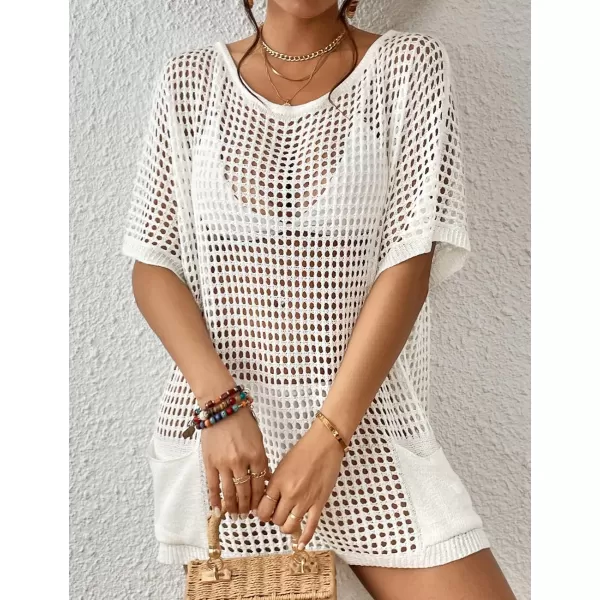 Bsubseach Crochet Swimsuit Coverup for Women Hollow Out Bikini Beach Cover Up Dress Knit Summer Outfits