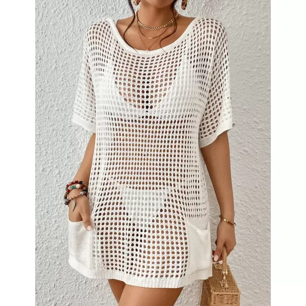 Bsubseach Crochet Swimsuit Coverup for Women Hollow Out Bikini Beach Cover Up Dress Knit Summer Outfits