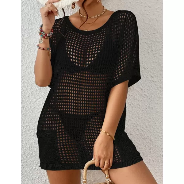 Bsubseach Crochet Swimsuit Coverup for Women Hollow Out Bikini Beach Cover Up Dress Knit Summer Outfits
