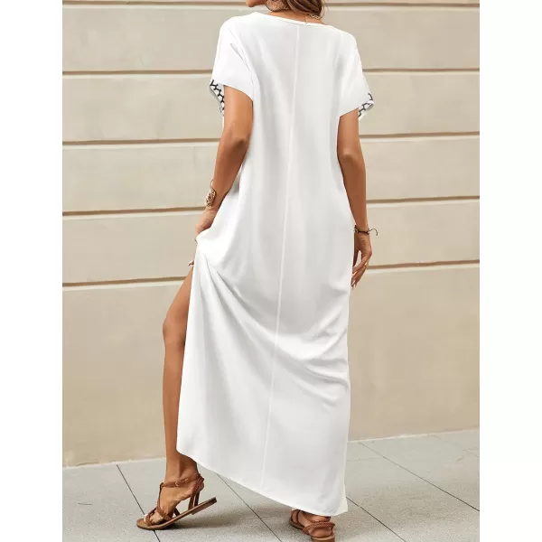 Bsubseach Kaftan Dresses for Women Swimsuit Coverup Beach Caftans Cover Ups for Swimwear Loungewear Floral Embroidery