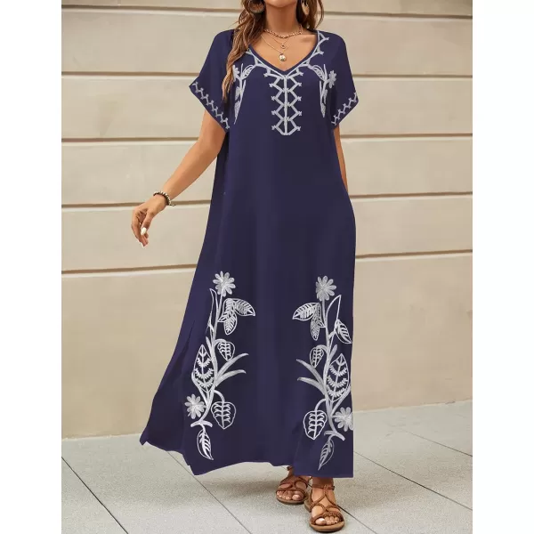 Bsubseach Kaftan Dresses for Women Swimsuit Coverup Beach Caftans Cover Ups for Swimwear Loungewear Floral Embroidery
