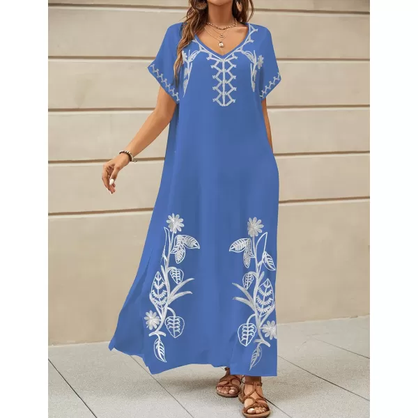 Bsubseach Kaftan Dresses for Women Swimsuit Coverup Beach Caftans Cover Ups for Swimwear Loungewear Floral Embroidery