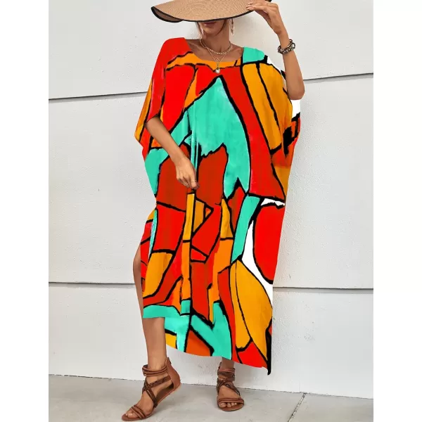 Bsubseach Long Swimsuit Coverup for Women Plus Size Kaftan Dress Summer Beach Cover Up Caftan